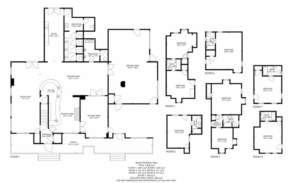 Restaurant and Tower 1 Guest Rooms floor plan