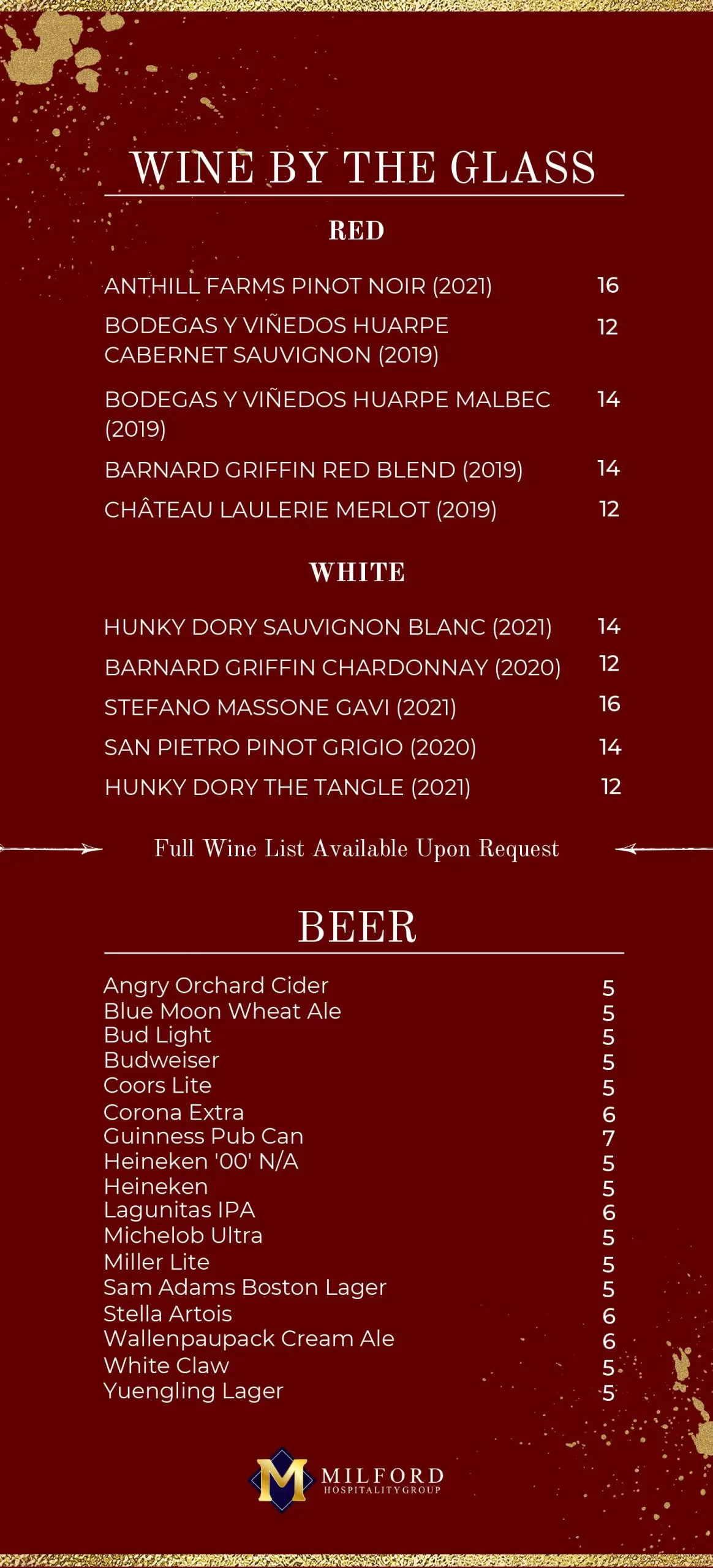 Bar Drinks menu part 2